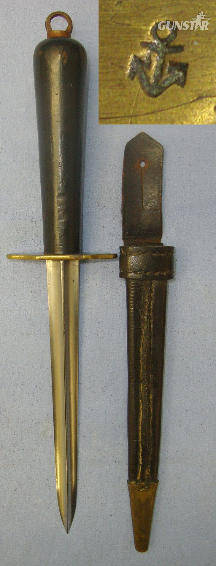 French Model 1833 Naval Boarding Dirk / Fighting Knife With Naval Anchor & Other Inspection Marks, Triangular Section Blade & Scabbard. Sn 21464 Dagger in 