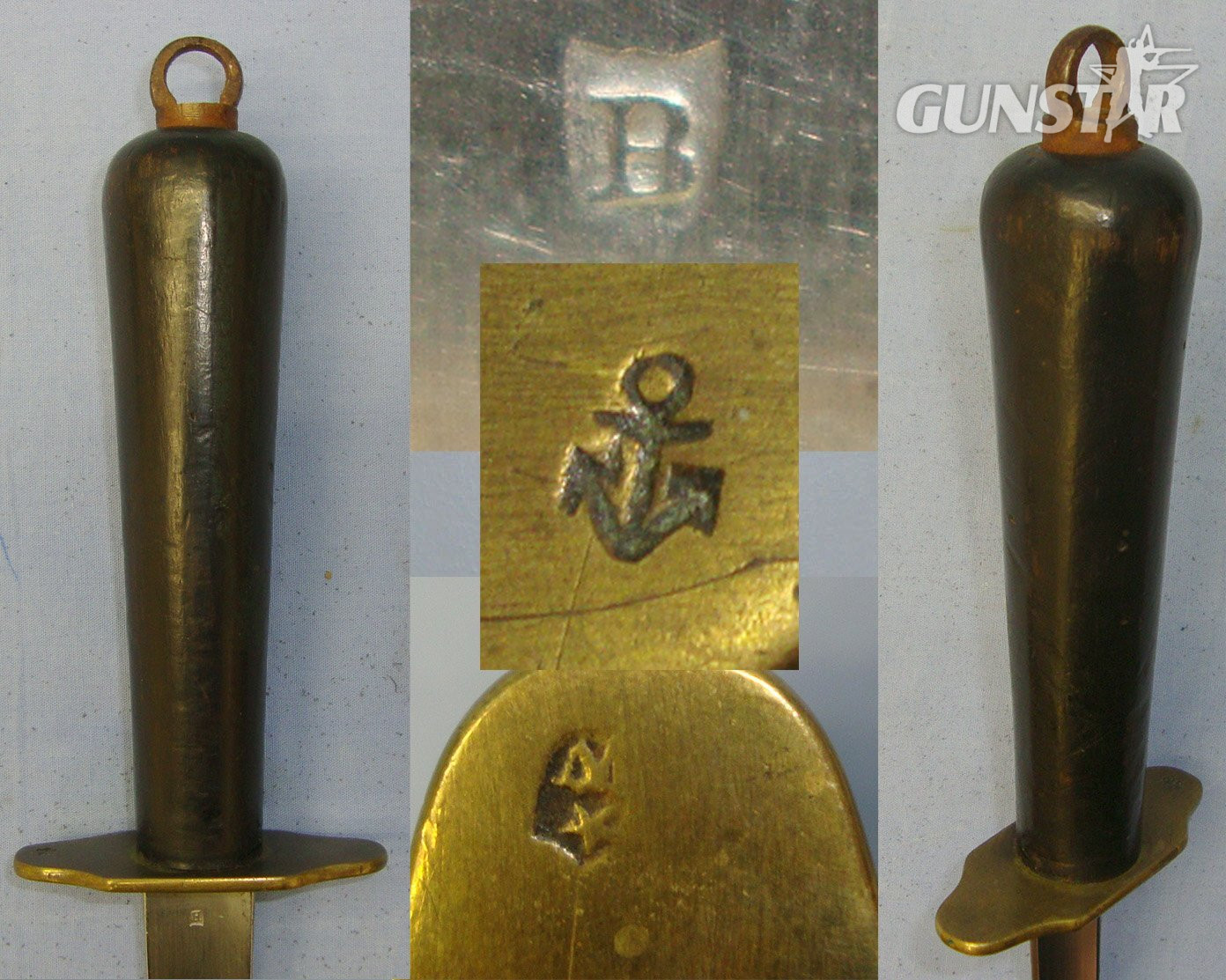 French Model 1833 Naval Boarding Dirk / Fighting Knife With Naval Anchor & Other Inspection Marks, Triangular Section Blade & Scabbard. Sn 21464 Dagger