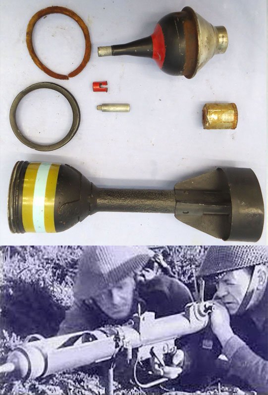 INERT DEACTIVATED. British WW2, PIAT (Projector Infantry Anti-tank) HEAT (High Explosive Anti Tank) Round & Fuze. - O 2252 INERT DEACTIVATED. British WW2, PIAT (Projector Infantry Anti-tank) HEAT (High Explosive Anti Tank) Round & Fuze. - O 2252  Other Ammunition