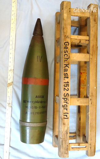  INERT DEACTIVATED. Rare German Unfired WW2, 1944 Dated 15.2cm high explosive pro INERT DEACTIVATED. Rare German Unfired WW2, 1944 Dated 15.2cm high explosive pro Antique & Militaria