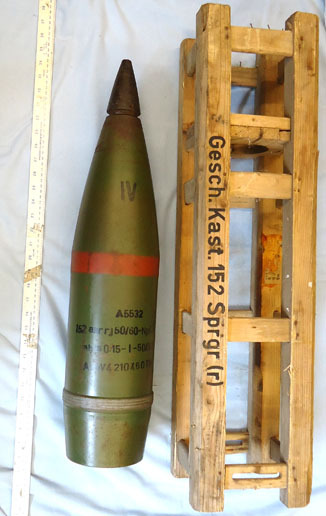  INERT DEACTIVATED. Rare German Unfired WW2, 1944 Dated 15.2cm high explosive pro INERT DEACTIVATED. Rare German Unfired WW2, 1944 Dated 15.2cm high explosive pro Antique & Militaria