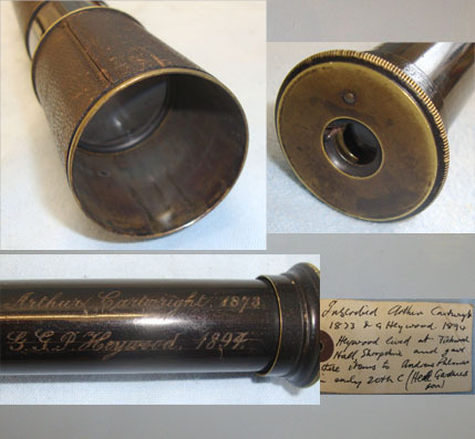  British 4 Draw Gentleman’s Leather Bound Lacquered Brass Telescope Inscribed ‘Ar 4 Draw Gentleman’s Leather Bound Lacquered Brass Telescope Inscribed ‘Arthur Car Sight & Optic