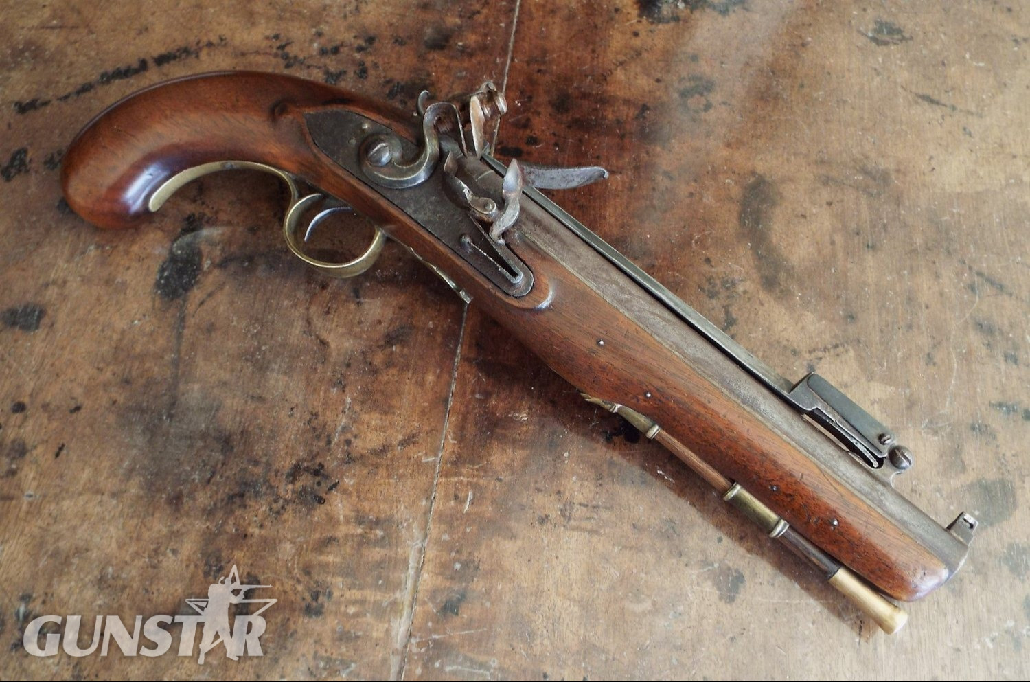 {CATEGORY} - British Flintlock Officers Bayonet Pistol .65 Cal Muzzleloader Muzzleloader