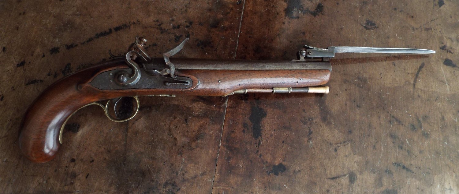 {CATEGORY} - British Flintlock Officers Bayonet Pistol .65 Cal Muzzleloader Muzzleloader in 