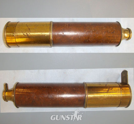 Joseph South, Castle St., Liverpool 3 Draw Leather Bound Brass Telescope With Extending Sun Visor Cover. Sight & Optic