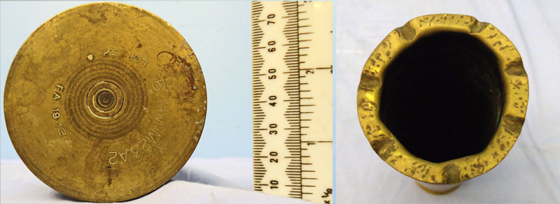 INERT DEACTIVATED. American WW2, 1945 Dated Trench Art ‘Battle of the Ardennes’ 57mm (57x441R) Anti-Tank Gun Fired Cartridge Case. - O 1830 INERT DEACTIVATED. American WW2, 1945 Dated Trench Art ‘Battle of the Ardennes’ 57mm (57x441R) Anti-Tank Gun Fired Cartridge Case. - O 1830  Other Ammunition