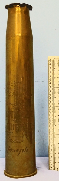 INERT DEACTIVATED. American WW2, 1945 Dated Trench Art ‘Battle of the Ardennes’ 57mm (57x441R) Anti-Tank Gun Fired Cartridge Case. - O 1830 INERT DEACTIVATED. American WW2, 1945 Dated Trench Art ‘Battle of the Ardennes’ 57mm (57x441R) Anti-Tank Gun Fired Cartridge Case. - O 1830  Other Ammunition - {CATEGORY} in 