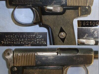 Webley & Scott Model 1908 .32 Calibre Semi Automatic Pistol**UK/EU 2024 DEACTIVATION CERTIFICATED**Sn 22098 None Semi Auto