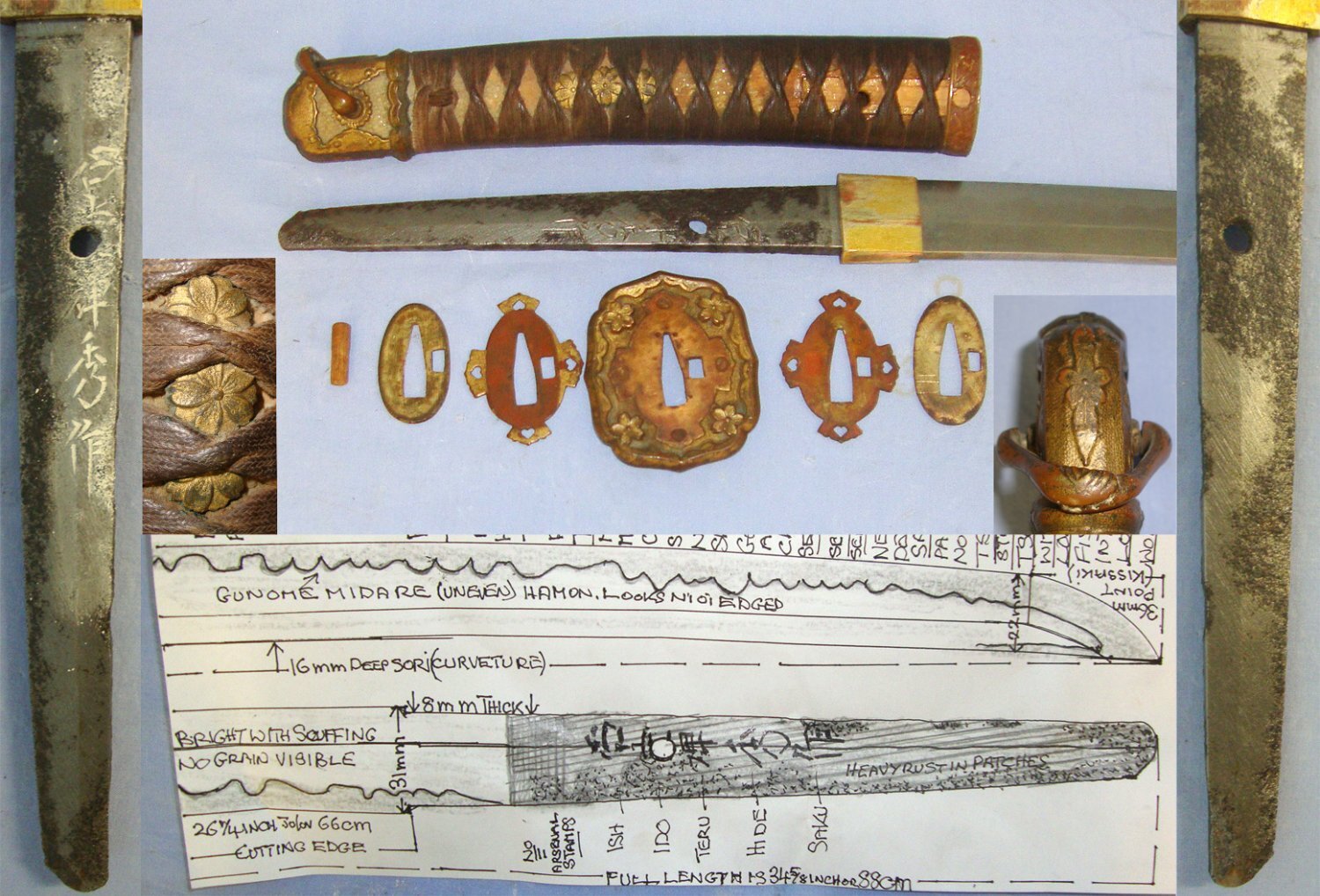 WW2 Japanese Officer's Type 98 Shin Gunto Katana Sword With Gendaito Hand Forged Blade Smith Signed Tang ‘ISHIDO TERU HIDE SAKU’, Scabbard & Expert Assessment. ED 3016 Sword