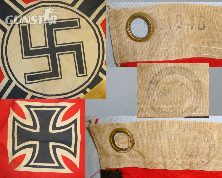 ORIGINAL & RARE Early WW2 1940 Dated Nazi German SS Form War Ensign Flag of Germany (1938-1945) With Original Ink Stamps. War Ensign Flag of Germany (1938-1945) With Original Ink Stamps. Antique & Militaria