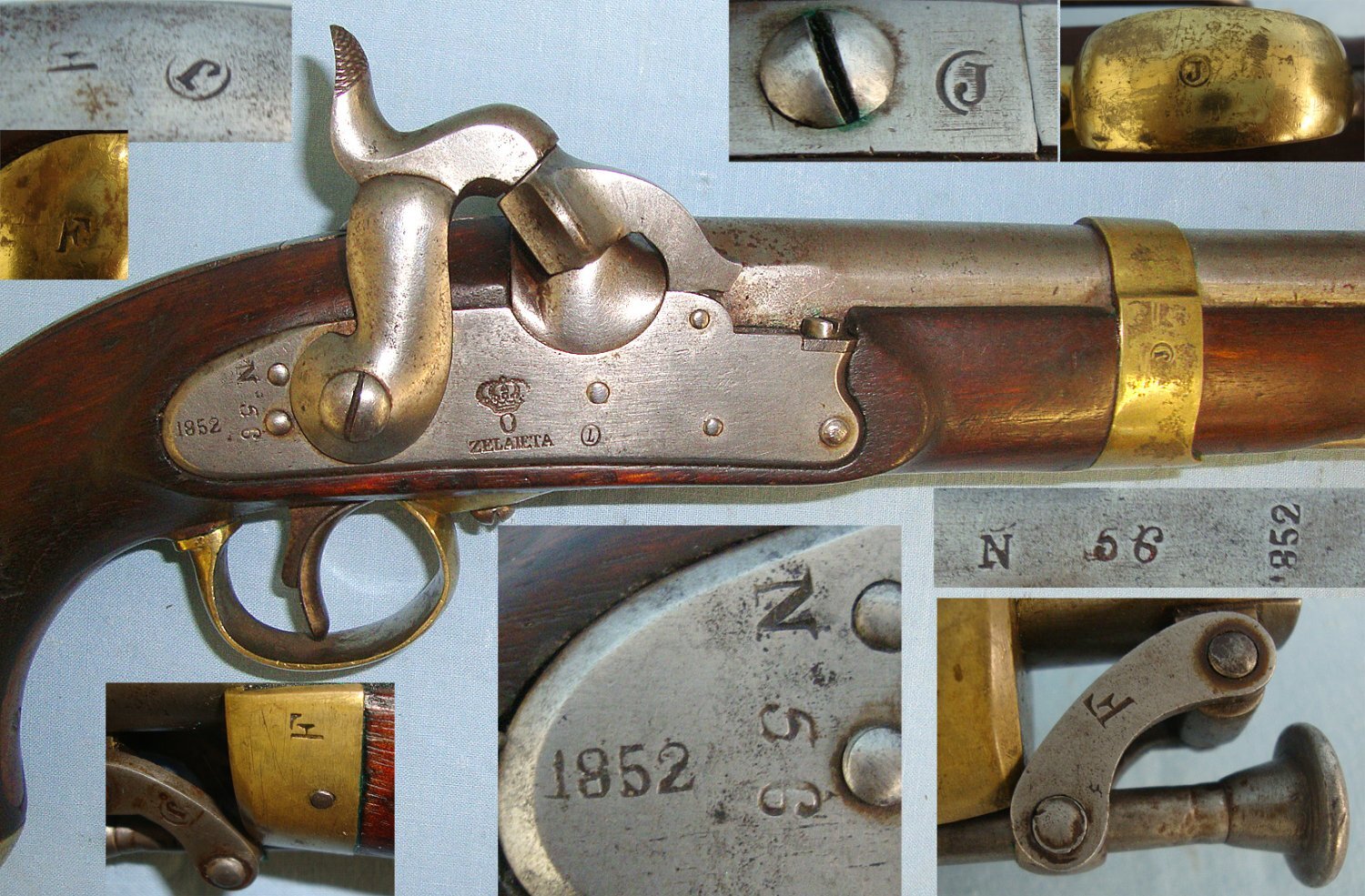 Mid 19th Century Spanish Zelaieta (Basque Country) .700 Calibre Cavalry Belt Pistol With Correct Hinged Nipple Protector & Captive Steel Ram Rod. Sn 23377  percussion .70 Cal Muzzleloader Muzzleloader