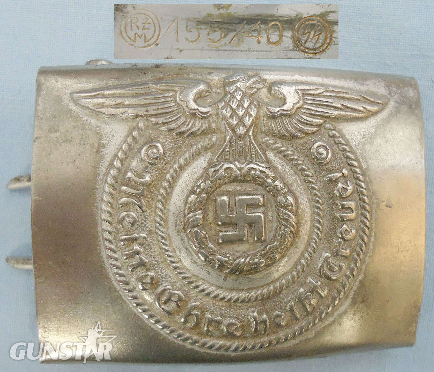 Rare* Waffen-SS steel Belt Buckle by F.W. Assmann & Söhne in Lüdenscheid RZM 155/40 SS and Leather Belt. MISC 1020. Rare* Waffen-SS steel Belt Buckle by F.W. Assmann & Söhne in Lüdenscheid RZM 155/40 SS and Leather Belt. MISC 1020.  Antique & Militaria in 
