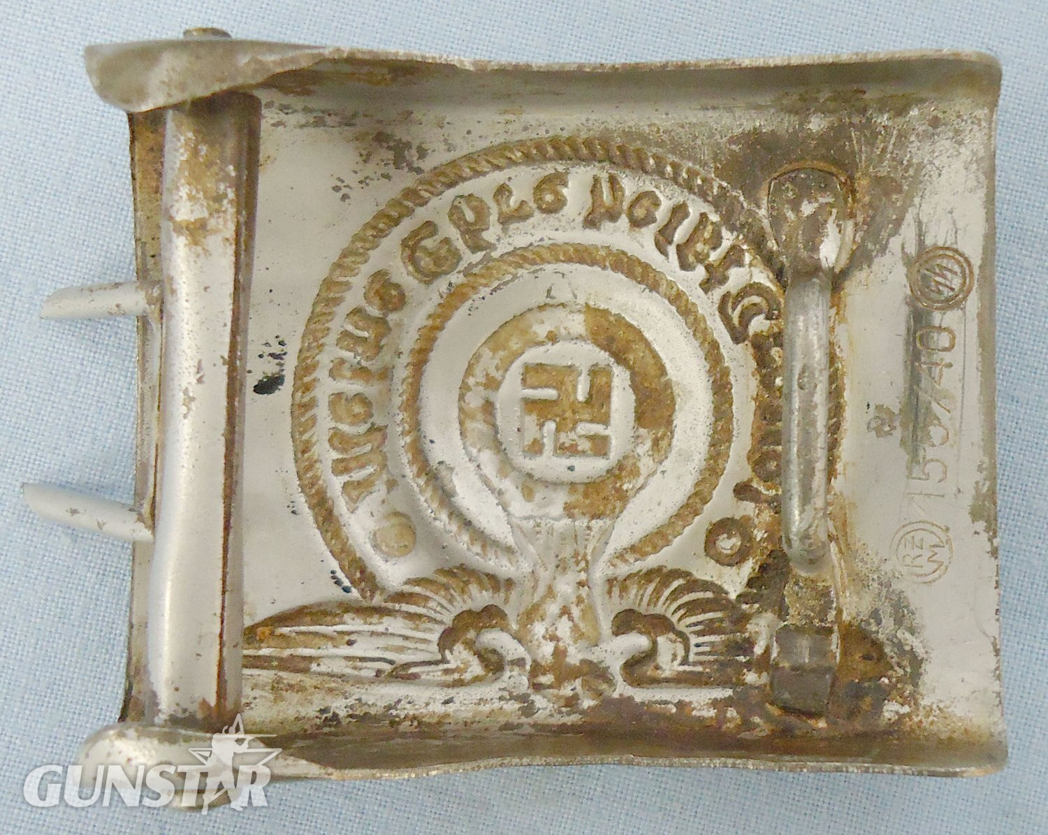 Rare* Waffen-SS steel Belt Buckle by F.W. Assmann & Söhne in Lüdenscheid RZM 155/40 SS and Leather Belt. MISC 1020. Rare* Waffen-SS steel Belt Buckle by F.W. Assmann & Söhne in Lüdenscheid RZM 155/40 SS and Leather Belt. MISC 1020.  Antique & Militaria