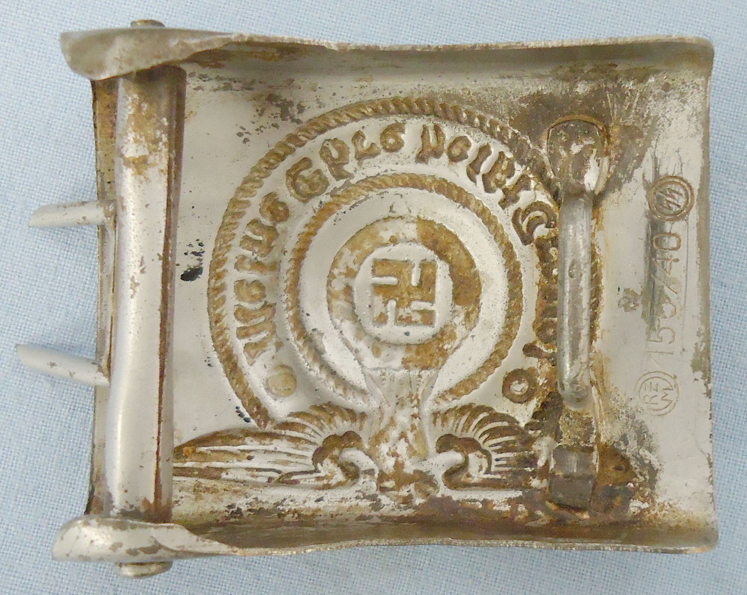 Rare* Waffen-SS steel Belt Buckle by F.W. Assmann & Söhne in Lüdenscheid RZM 155/40 SS and Leather Belt. MISC 1020. Rare* Waffen-SS steel Belt Buckle by F.W. Assmann & Söhne in Lüdenscheid RZM 155/40 SS and Leather Belt. MISC 1020.  Antique & Militaria