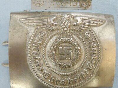 Rare* Waffen-SS steel Belt Buckle by F.W. Assmann & Söhne in Lüdenscheid RZM 155/40 SS and Leather Belt. MISC 1020. Rare* Waffen-SS steel Belt Buckle by F.W. Assmann & Söhne in Lüdenscheid RZM 155/40 SS and Leather Belt. MISC 1020.  Antique & Militaria