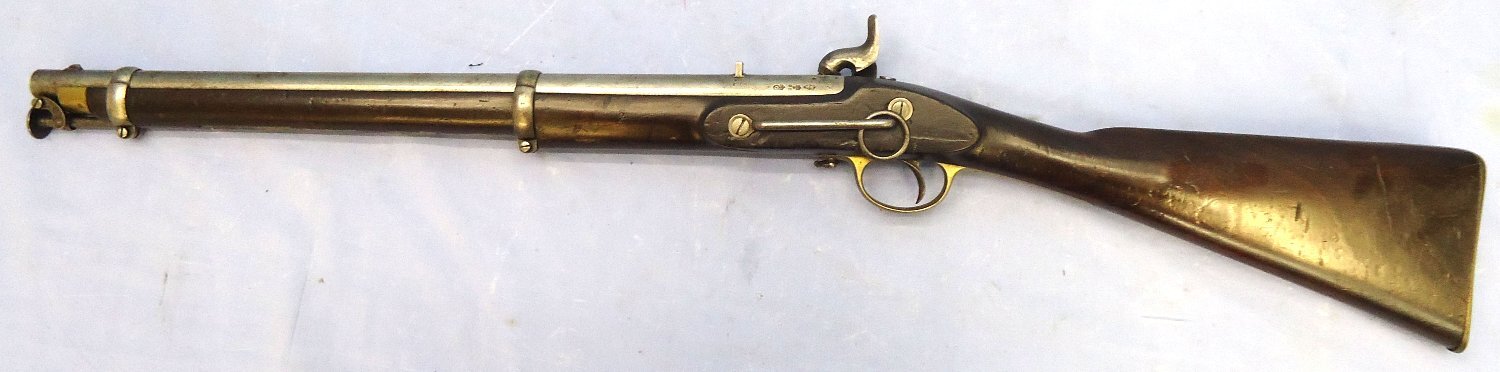 Tower Tower, 1858 Dated, Enfield 1858 Pattern Native Mounted Police Smoothbore Percussion Carbine. Sn - 21878 Muzzleloader .65 Cal Muzzleloader Rifle - {CATEGORY}