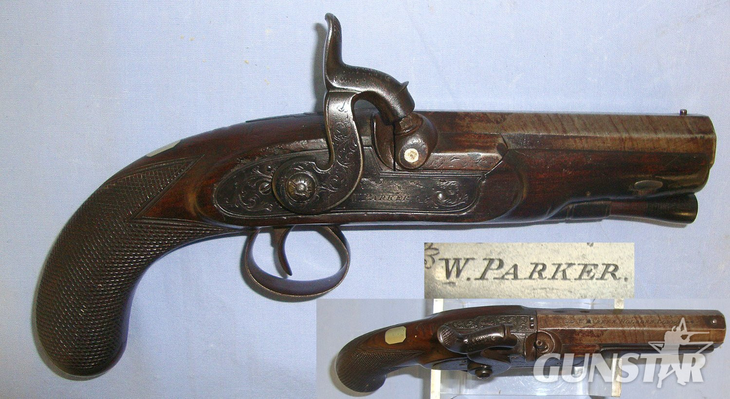 C1840 Victorian W. Parker Holborn London Police Constabulary Pattern 38 Bore Overcoat Percussion Pistol With Octagonal Barrel. Sn 23113 With Octagonal Barrel. Sn 23113 None Muzzleloader