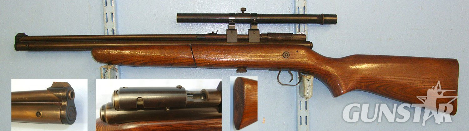  1954 - 1968 Crosman USA Model 140 Single Shot .22 Calibre Pneumatic Pump Action Air Rifle With Weaver USA Model 244 Telescopic Sight. Sn 23455 air rifle .22