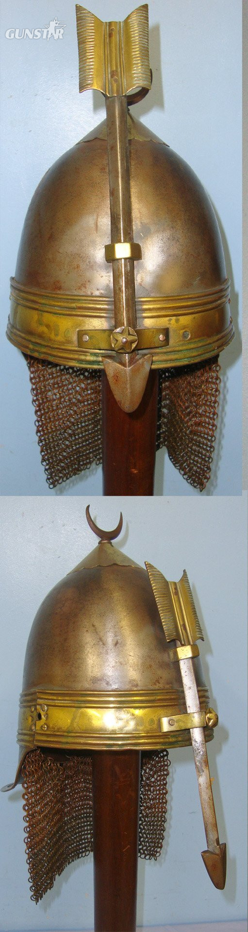 SCARCE**C1870 Bodyguard of the Khedive of Egypt (Khedivate Ismail Pasha 1867 – 1879) Iron Helmet With Adjustable Iron & Brass Arrow Form Nose / Face Guard & Chain Mail Protective Neck Guard Skirt. Sn 22825  Antique & Militaria in 
