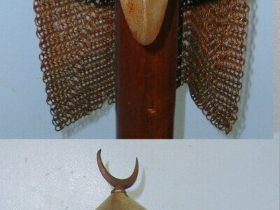 SCARCE**C1870 Bodyguard of the Khedive of Egypt (Khedivate Ismail Pasha 1867 – 1879) Iron Helmet With Adjustable Iron & Brass Arrow Form Nose / Face Guard & Chain Mail Protective Neck Guard Skirt. Sn 22825  Antique & Militaria