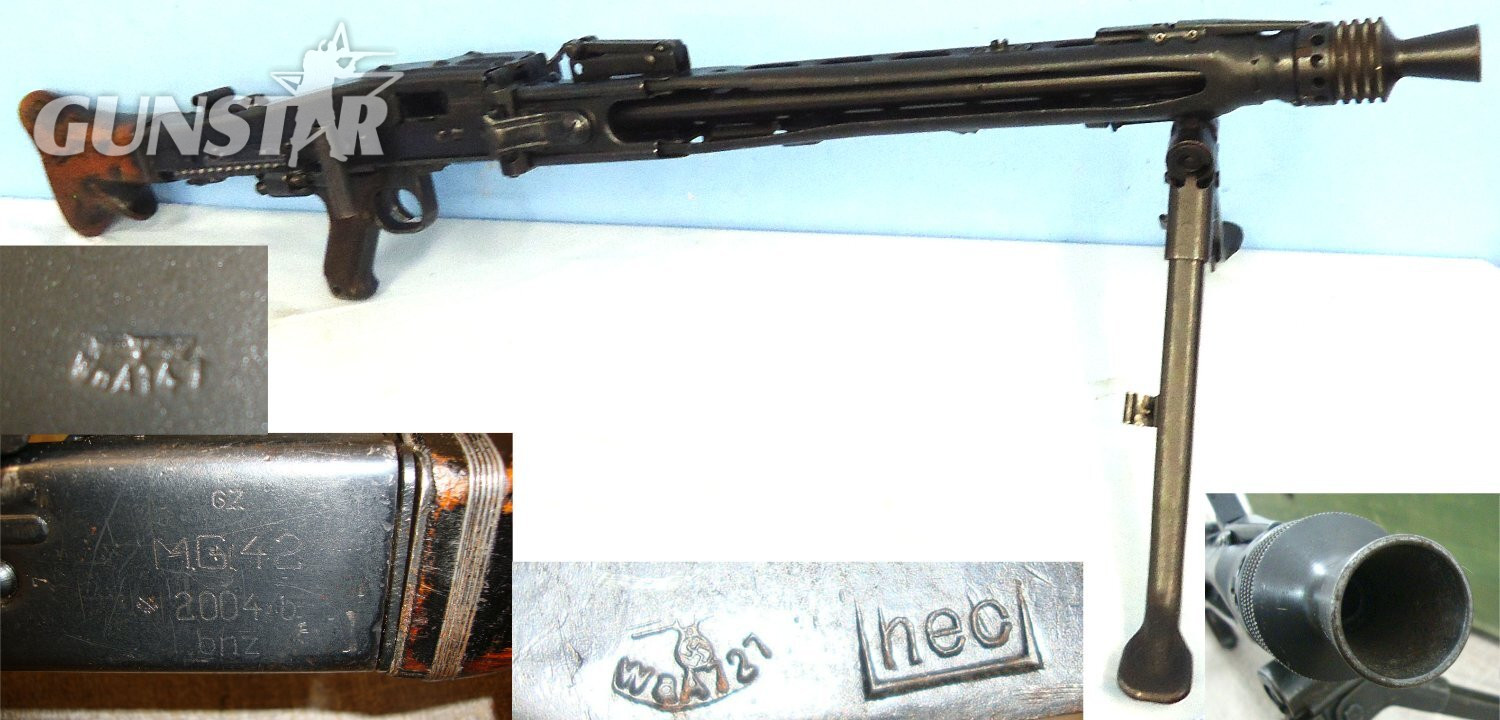WW2 Nazi German Maschinengewehr MG 42, 7.92mm Machine Gun By 'bnz (Steyr Daimler Austria) With Bi-Pod By ‘hec’ Steinbach & Vollmann, Heiligenhaus Bez. Duesseldorf. Sn 22534:10 WW2 Nazi German Maschinengewehr MG 42, 7.92mm Machine Gun By 'bnz (Steyr Daimler Austria) With Bi-Pod By ‘hec’ Steinbach & Vollmann, Heiligenhaus Bez. Duesseldorf. Sn 22534:10 Various  Machine Gun in 