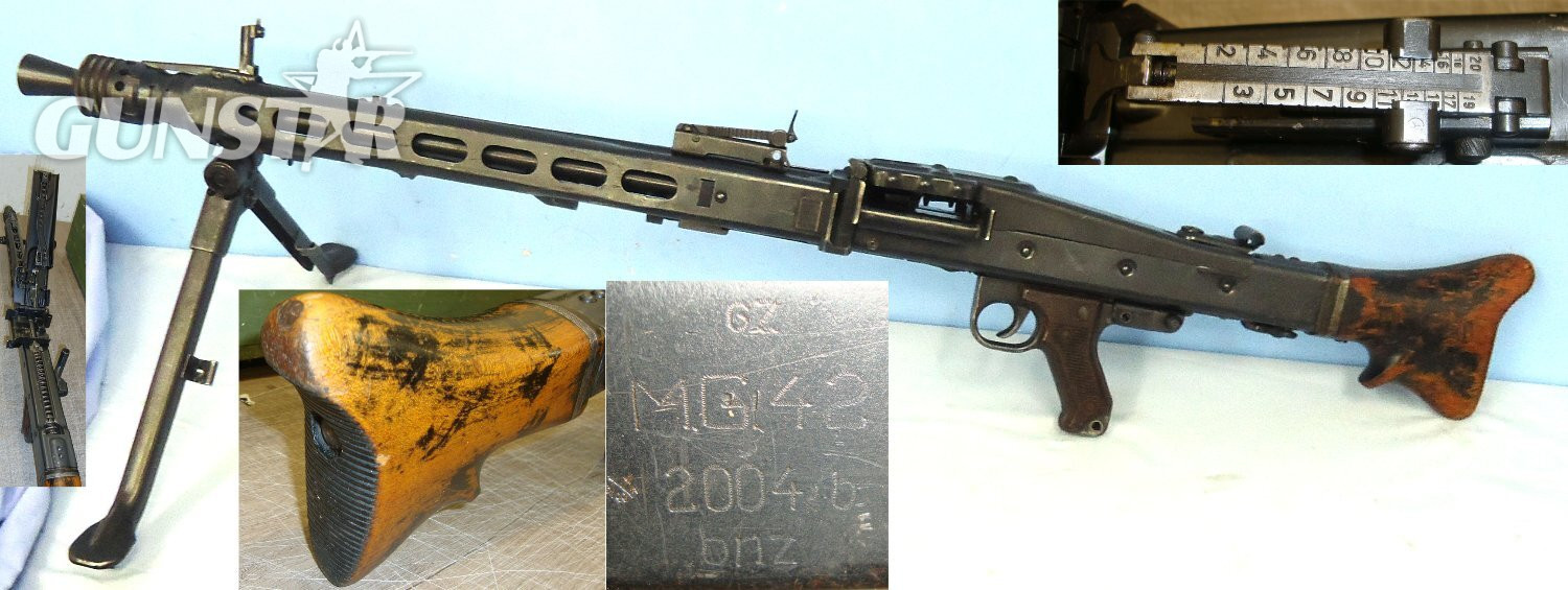 WW2 Nazi German Maschinengewehr MG 42, 7.92mm Machine Gun By 'bnz (Steyr Daimler Austria) With Bi-Pod By ‘hec’ Steinbach & Vollmann, Heiligenhaus Bez. Duesseldorf. Sn 22534:10 WW2 Nazi German Maschinengewehr MG 42, 7.92mm Machine Gun By 'bnz (Steyr Daimler Austria) With Bi-Pod By ‘hec’ Steinbach & Vollmann, Heiligenhaus Bez. Duesseldorf. Sn 22534:10 Various  Machine Gun
