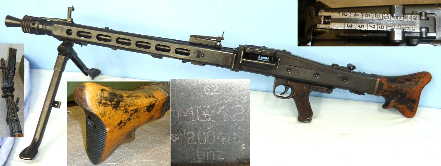 WW2 Nazi German Maschinengewehr MG 42, 7.92mm Machine Gun By 'bnz (Steyr Daimler Austria) With Bi-Pod By ‘hec’ Steinbach & Vollmann, Heiligenhaus Bez. Duesseldorf. Sn 22534:10 Various Machine Gun