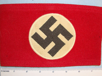 WW2 Era Nazi NSDAP (National Socialist German Workers Party) Heavy 3 Piece Construction Armband. Sn 20751:2  Clothing