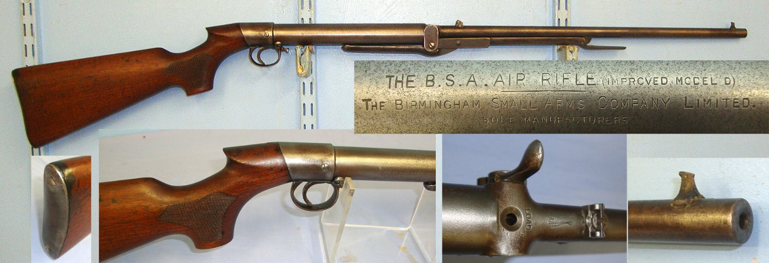 1905-1914 BSA Lincoln Jeffries Patent Improved Model D .177 Calibre Pistol Grip Stock Variant Underlever Air Rifle With Correct ‘Bayonet’ Catch Lever & Correct Crisp Cylinder Markings. AI 601 air rifle .177 in 