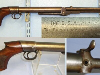 1905-1914 BSA Lincoln Jeffries Patent Improved Model D .177 Calibre Pistol Grip Stock Variant Underlever Air Rifle With Correct ‘Bayonet’ Catch Lever & Correct Crisp Cylinder Markings. AI 601 air rifle .177
