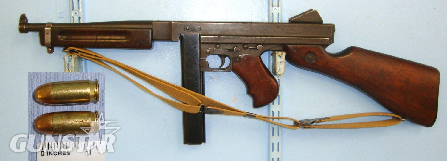  WW2 Thompson USA M1A1 Auto Ordnance Corp .45 ACP Sub Machine Gun With Seymour Products Co 30 Round Stick Magazine, Sling & 2 Inert Deactivated Rounds Of Ammunition**MOVING PARTS**UK/EU 2023 DEACTIVATION**D 6060 deactivated Thompson None  Machine Gun