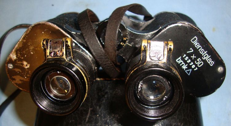  Srb & Stys, Fabrik praeziser Messinstrumente, Prag. (bmk) Cased, WW2 Nazi Cold Climate (Blue Triangle) Dienstglas (Service Glass), 7 X 50  Sight & Optic