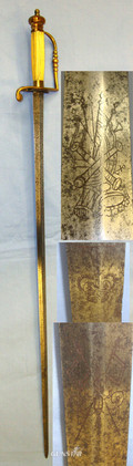  British Thomas Gill Birmingham Warranted 1786 Pattern 5 Ball Spadroon Sword
