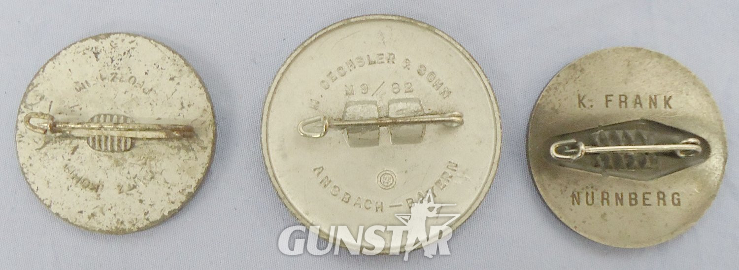 Set of 3 WWII German* Original German Nazi Party NSDAP 1939 Day Badge - 1939 Nuremberg Rally badge and a 1938 1 Mai Day Badge. BA 897. Set of 3 WWII German Tinnies* Original German Nazi Party NSDAP 1939 Day Badge - 1939 Nuremberg Rally badge and a 1938 1 Mai Day Badge. BA 897.  Antique & Militaria