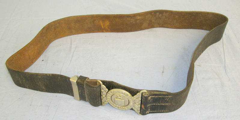  Victorian British Halifax County Borough Police Constabulary Uniform Leather Waist Belt, Buckle & 2 Piece Brass Clasp  Clothing