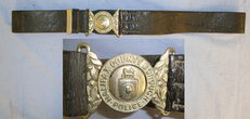 Victorian British Halifax County Borough Police Constabulary Uniform Leather Waist Belt, Buckle & 2 Piece Brass Clasp  Clothing