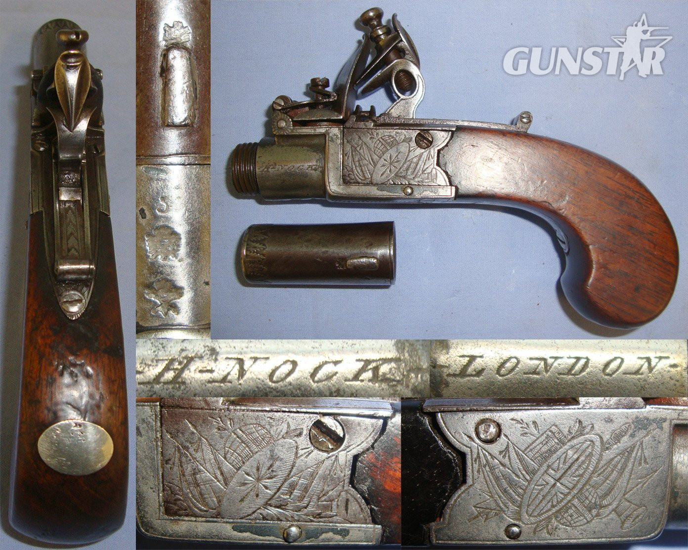 H. Nock With Safety Bolt, Screw Off Barrel & Folding Concealed Trigger. Sn 21393:46 .50 Cal Muzzleloader Muzzleloader