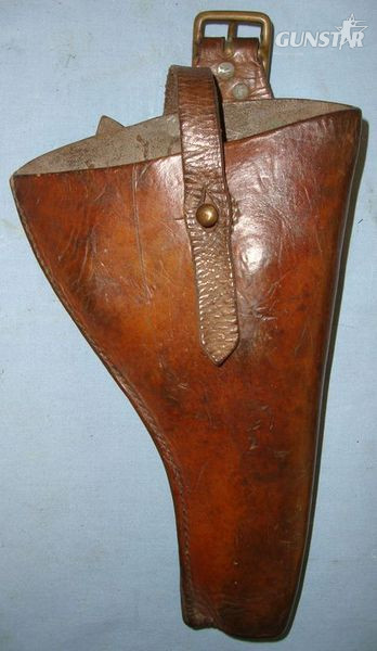 1918 Dated British Land Service Brown Leather Open Top Holster For Webley .455 S Care & Storage in 
