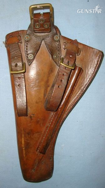 1918 Dated British Land Service Brown Leather Open Top Holster For Webley .455 S Care & Storage