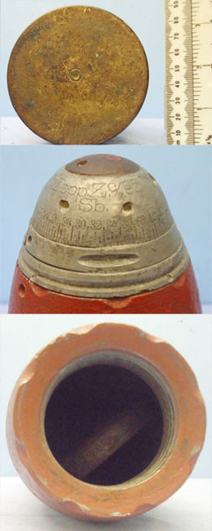 INERT DEACTIVATED. German WW1, 1915 Dated 77mm (77x229R) Shrapnel Round. Sn - 20428 INERT DEACTIVATED. German WW1, 1915 Dated 77mm (77x229R) Shrapnel Round. Sn - 20428  Other Ammunition
