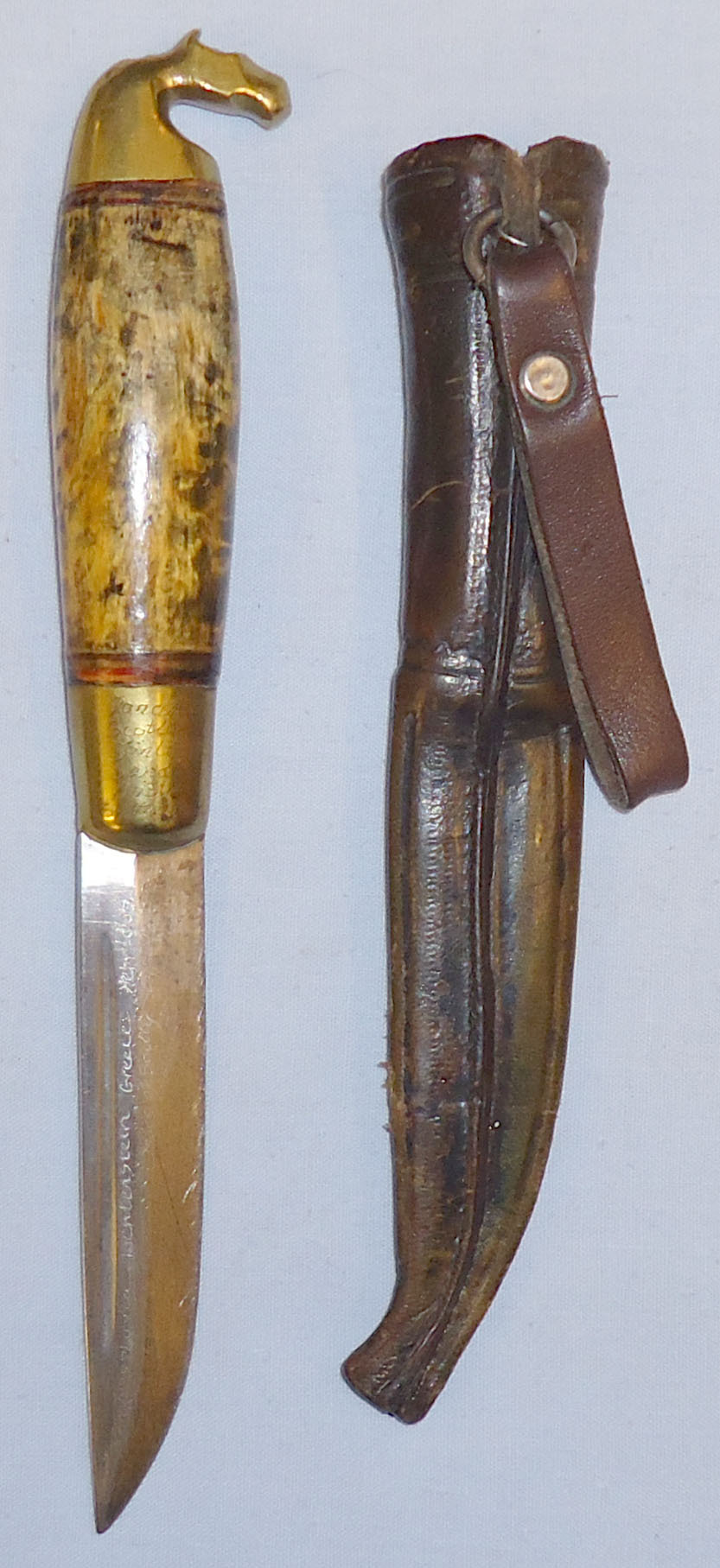  Scandinavian ‘Puukko’ Knife and Leather Sheath. 21043. Knive