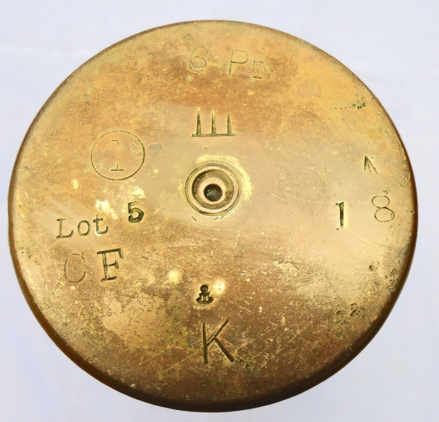 DEACTIVATED INERT. RARE, British Unfired WW 1, 1918 Dated, Naval Vickers 3 Pounder, (47x411R) High Explosive Common Pointed Round. - O 1831 DEACTIVATED INERT. RARE, British Unfired WW 1, 1918 Dated, Naval Vickers 3 Pounder, (47x411R) High Explosive Common Pointed Round. - O 1831  Other Ammunition - {CATEGORY}