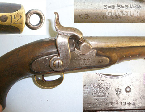  Tower Short Sea Service Customs/ Revenue .577 Calibre Percussion Pistol With Captive R .577 Muzzleloader