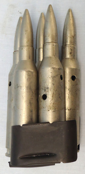 INERT DEACTIVATED. Russian, PRTS 14.5mm Anti-Tank Rifle Clip Of 5 Dummy Rounds. Sn - 20080 INERT DEACTIVATED. Russian, PRTS 14.5mm Anti-Tank Rifle Clip Of 5 Dummy Rounds. Sn - 20080  Other Ammunition - {CATEGORY} in 