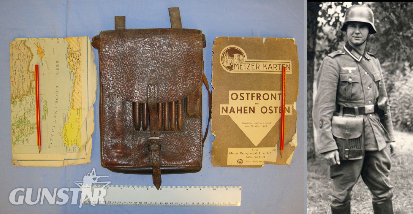 WW2 Era Nazi German Army Officer’s Leather Map Case With 2 1943 dated Maps ‘Ostfront Mit Nahen Osten (Eastern Front With Middle East) & Nr 10 Sud Ost St Valery (South East France) Map Log Sheets & 2 Original Period Pencils. Sn 20930  Other Accessory in 