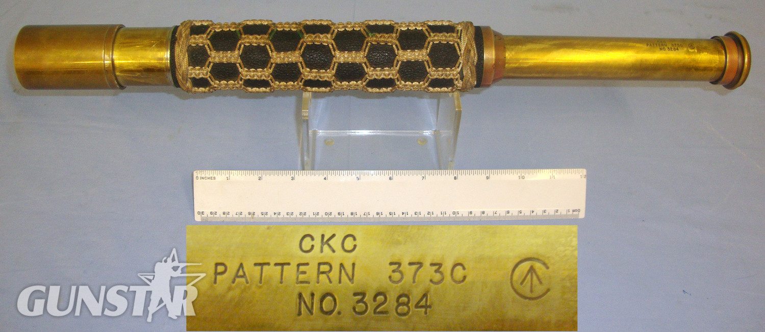 WW2 Era Canadian Royal Navy WD Pattern 373C ‘Officer Of The Watch’ Single Draw Brass Naval Telescope By CKC (Canadian Kodak Company)With Sliding Sun Shade & Intricate Rope Lashing. Sn 21067   Sight & Optic in 