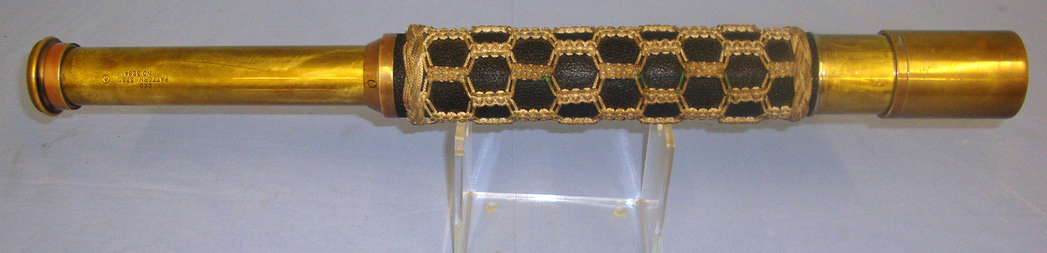  WW2 Era Canadian Royal Navy WD Pattern 373C ‘Officer Of The Watch’ Single Draw Brass Naval Telescope By CKC (Canadian Kodak Company)With Sliding Sun Shade & Intricate Rope Lashing. Sn 21067   Sight & Optic