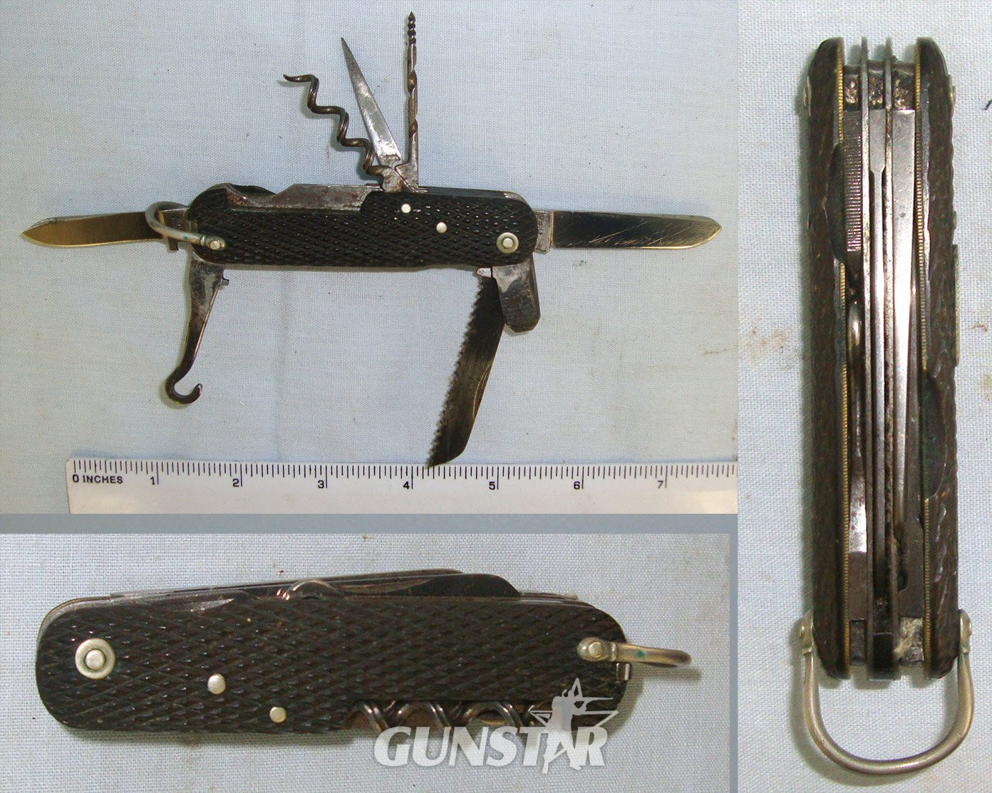  WW1 Era British Royal Automobile Club Volunteer Force (aka \"RAC Corps of Volunteer Motor Drivers\") Officer’s Private Purchase Hand Forged Sheffield Made Folding Multi Blade / Tool Clasp Knife Retailed By Harrods (The Famous Knightsbridge London Store) Knive