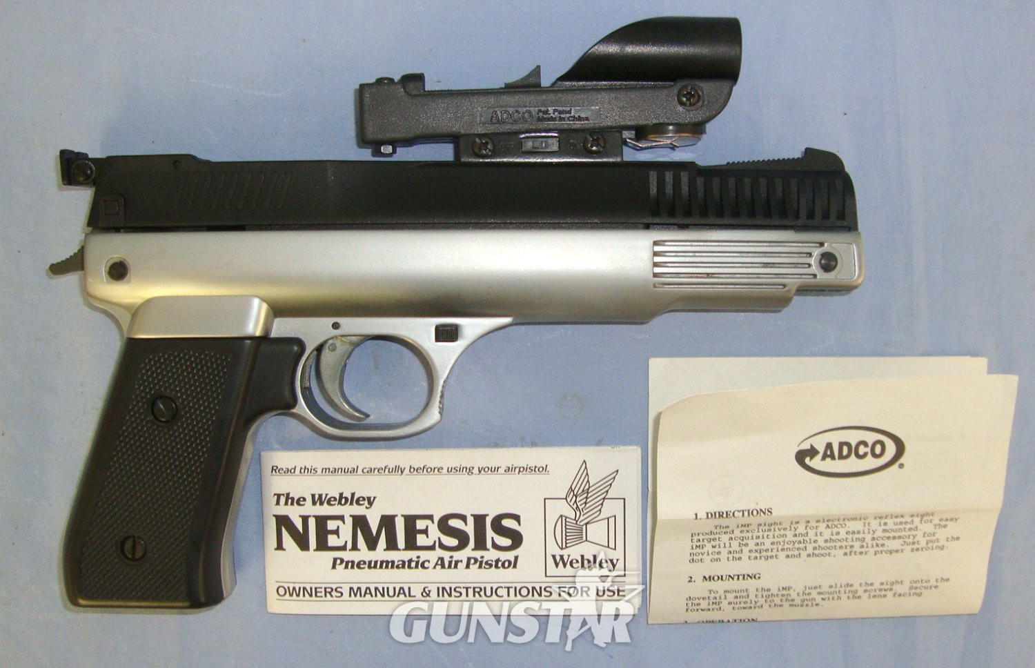 1994-2005 Webley Nemesis Classic Single-Stroke Pneumatic (SSP) .177 Calibre Air Pistol with Single Point ‘Red Dot’ Sight & Illustrated Instruction Pamphlets. AI 853  air pistol .177 in 