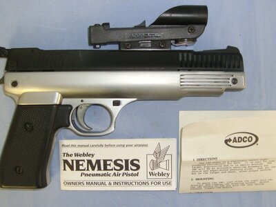 1994-2005 Webley Nemesis Classic Single-Stroke Pneumatic (SSP) .177 Calibre Air Pistol with Single Point ‘Red Dot’ Sight & Illustrated Instruction Pamphlets. AI 853  air pistol .177